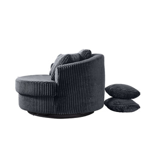 English Elm 360° 360 Swivel Round Lounge Chair Corduroy Upholstered Sculptural Seat with Removable Pillows Gray W3705S00039