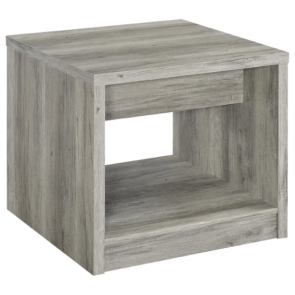 English Elm Nuberg Driftwood Gray Living Room Coffee and End Table Set with Storage Shelves B062S01520