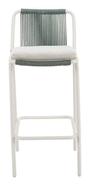 Zuo Modern Luft Barstool Set Of 2 - Chic White & Green Modern Design For Stylish Home Interiors And Spaces White 100% Olefin,Aluminum 704140-zuo-modern