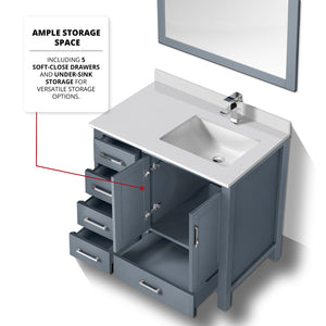English Elm Dark Grey Bath Vanity Set With Marble Top, Chrome Faucet, And Mirror - Stylish & Durable Upgrade B2731S01331