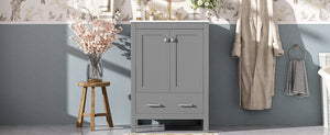 English Elm 24-inch Modern Bathroom Vanity with Ceramic Sink, Soft-Close Doors, Drawer Divider & Ample Storage Gray N729P299440E