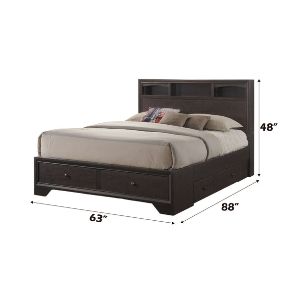 English Elm Madison Solid & Composite Wood Queen Bed with Raised Molding Headboard, Low Profile Footboard, 660lb PMID Espresso 69.21 L x 17.01 W x 5.75 H B2726S00500
