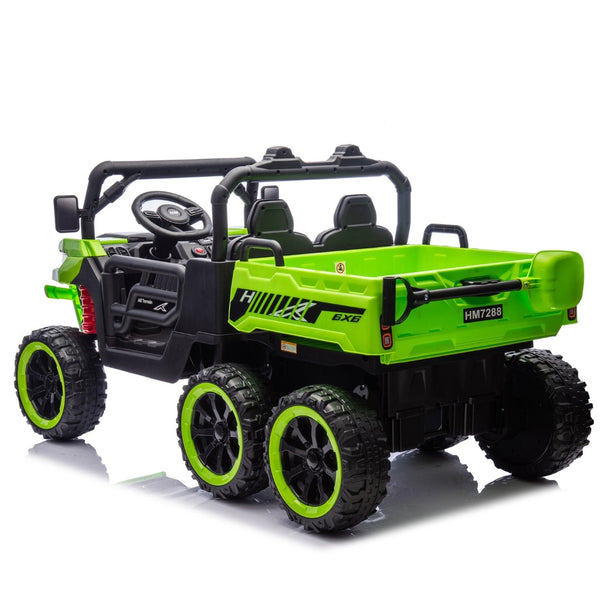 English Elm 24v Two Seat Kids Electric Dump Truck Six Wheel 4wd Utv with Parental Remote Green W1578P268992