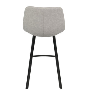 English Elm Outlaw Industrial Counter Stool Set of 2 — Grey Faux Leather, Black Metal Frame, Suede-Like PU Comfort B202P222418