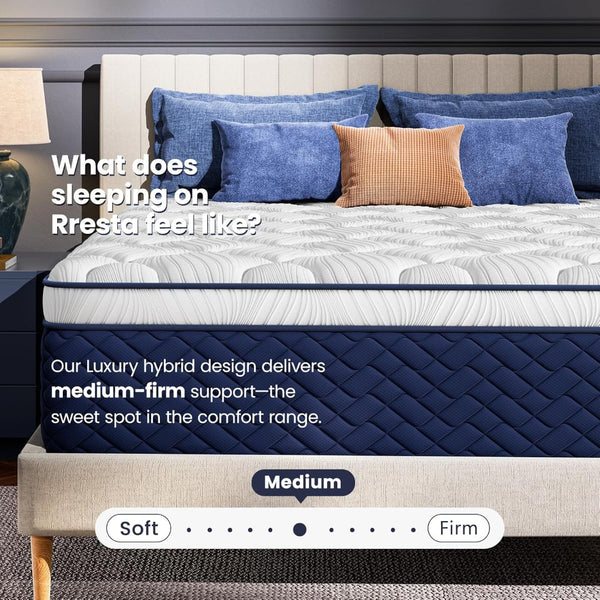 English Elm Rresta Full Hybrid Mattress 7 Layer Pocketed Coil 5 Zone Support Certipur Certified B2716P440585
