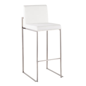 English Elm Fuji High Back Barstool Set Of 2 - Luxurious White Velvet & Sleek Stainless Steel For Modern Interiors B202P222195