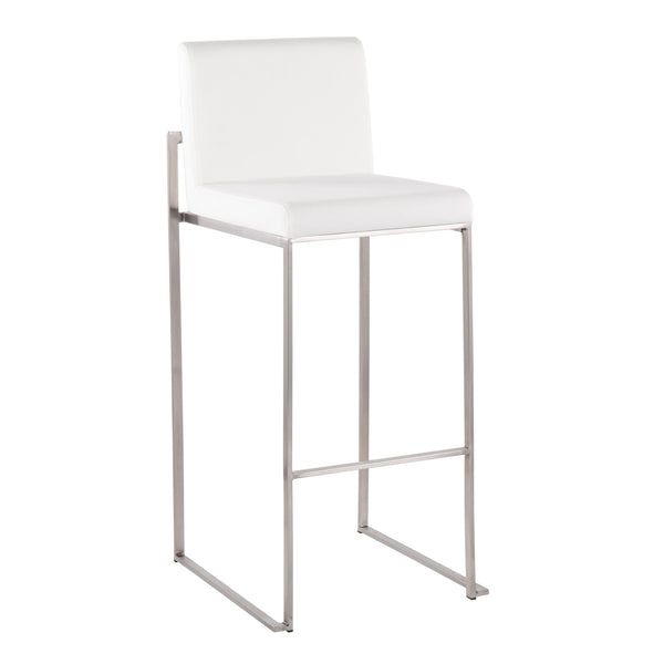 English Elm Fuji High Back Barstool Set Of 2 - Luxurious White Velvet & Sleek Stainless Steel For Modern Interiors B202P222195