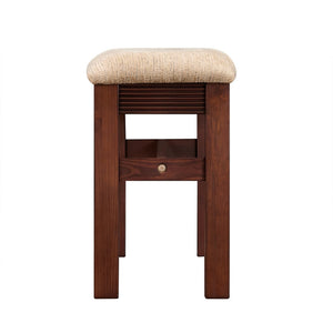 English Elm Fluted Counter Height Dining Set Narrow Bar Console with Upholstered Stool Retro Wood Cherry W1202P330886