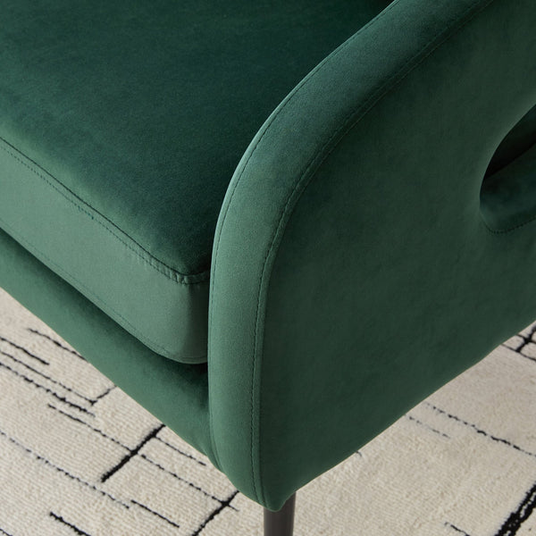 English Elm 53.7"Modern Velvet Loveseat with Open Back and 3 Pillows, Compact 2-Seater Sofa with Metal Legs Green W3118P312818