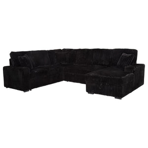 English Elm Thurston Corduroy Sectional Sofa with Hidden Chaise Storage and Pop-up Sleeper Black B062S01484