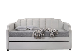English Elm Peridot Dove Gray Velvet Daybed with Roll-Out Twin Trundle, Tufted Arched Back, Nailhead Trim B2726S00325