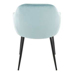 English Elm Dining Chair Set of 2 Velvet Upholstered Tapered Metal Legs Contemporary Style Light Blue B202P471289