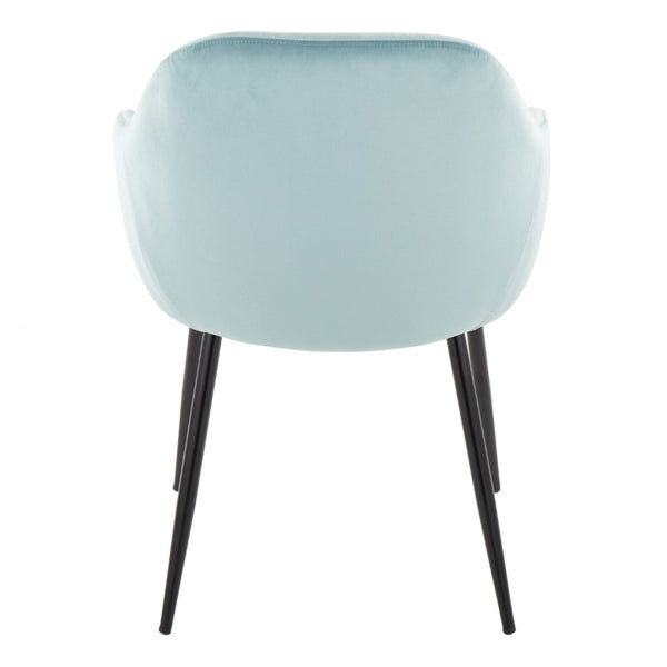 English Elm Dining Chair Set of 2 Velvet Upholstered Tapered Metal Legs Contemporary Style Light Blue B202P471289