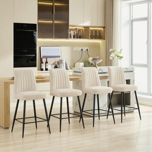 English Elm Adjustable Beige Velvet Bar Chairs Set Of 2 - Elegant Comfort, Modern Design, Adjustable Iron Feet W3615P340660