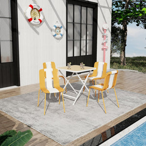 English Elm Holiday Stackable Polypropylene Side Chair Set of Four for Indoor Outdoor Dining Beige,Tropical Orange,White W3450P447383