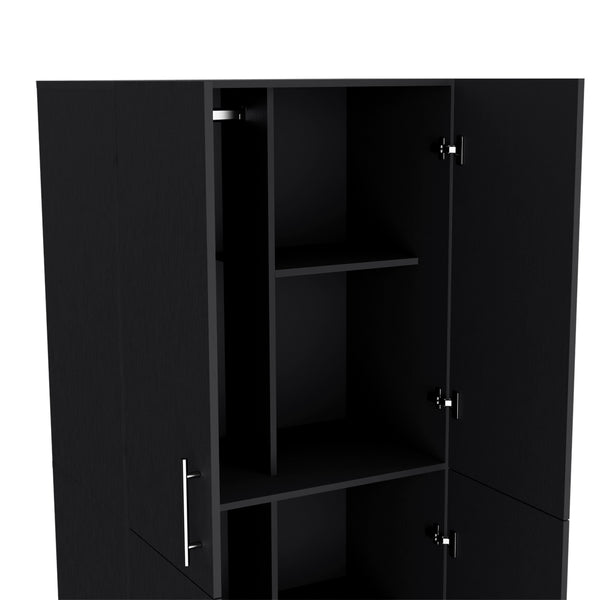 English Elm Armoire Moscow Black Bedroom Closet Cabinet with Dual Rods, Shelves & Durable Engineered Wood Design B092S00262