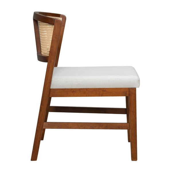 English Elm Rattan Back Armless Dining Chairs Upholstered Seat Rubberwood Frame Kitchen Set of 2 Walnut N842P400687W