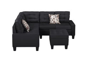 English Elm 6-Piece Upholstered Sectional with Pocket Springs, Tufted 5.5" Seat, Sturdy Wood Frame, Easy Assembly Black 28.54 L x 23.23 W x 15.16 H W2297S00019