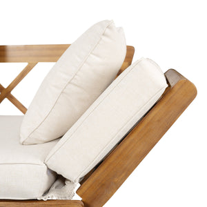 English Elm Christopher Knight Home® - Outdoor Acacia Daybed Sofa with Foldable Arms, Rust‑Resistant Teak Frame & UV‑Proof Beige Cushions N779P249303T