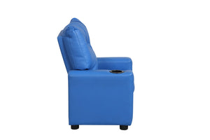 English Elm Evelyne Youth Pu Leather Recliner with Cupholder for Playroom or Bedroom Lounge Blue B2749P413214