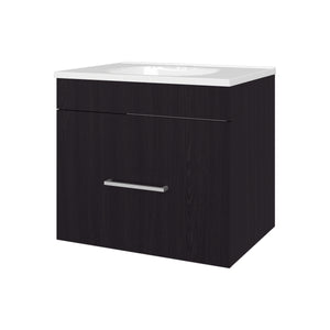 English Elm Story Floating Bathroom Vanity Set with Sink One Drawer - Space-Saving Wall-Mounted Modern Design, Scratch-Resistant Finish Wenge 28 L x 23 W x 12 H B128P314807