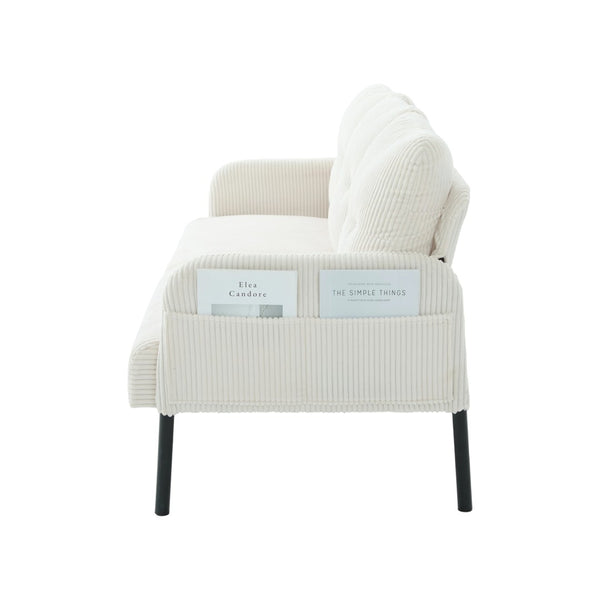 English Elm United We Win Corduroy Loveseat Plush Ergonomic Sofa with Spring Support Metal Legs Beige W1568P410043