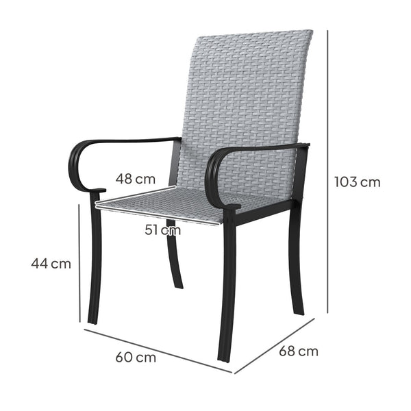 English Elm Outsunny 2 Piece Outdoor Pe Rattan High Back Armchairs with Deep Seat Patio Set W2225P485557