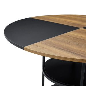 English Elm Table and Chair Set 47 Inch Round Mdf Spliced Top with Dual Tier Storage 4 Seats Black,Light Gray,Wood W1151S03336