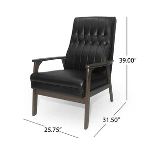 English Elm Christopher Knight Home® - Mid Century Modern Upholstered Accent Chair with Supportive Back, 300 lb Capacity, Compact Sofa Matte Black 66106.00MTBLK