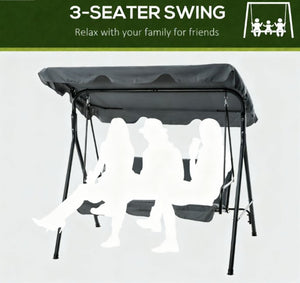 English Elm Outdoor 3 Person Canopy Swing with Steel a Frame Cushioned Seat and Uv Shade T3971P419089