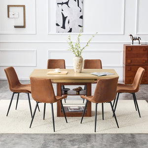 English Elm Scalable Extendable Dining Set Six Ergonomic Tech Fabric Chairs Walnut Wood Base W1151S04688