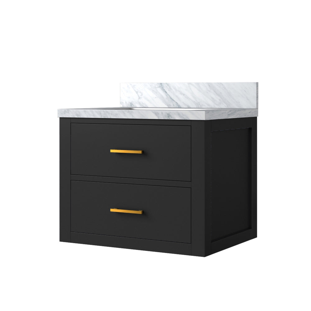 English Elm Black 24" Single Bath Vanity With Acrylic Top – Compact Design, Soft-Close Features, Fully Assembled B2731P257902