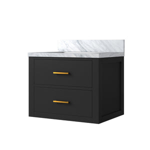 English Elm Black 24" Single Bath Vanity With Acrylic Top – Compact Design, Soft-Close Features, Fully Assembled B2731P257902