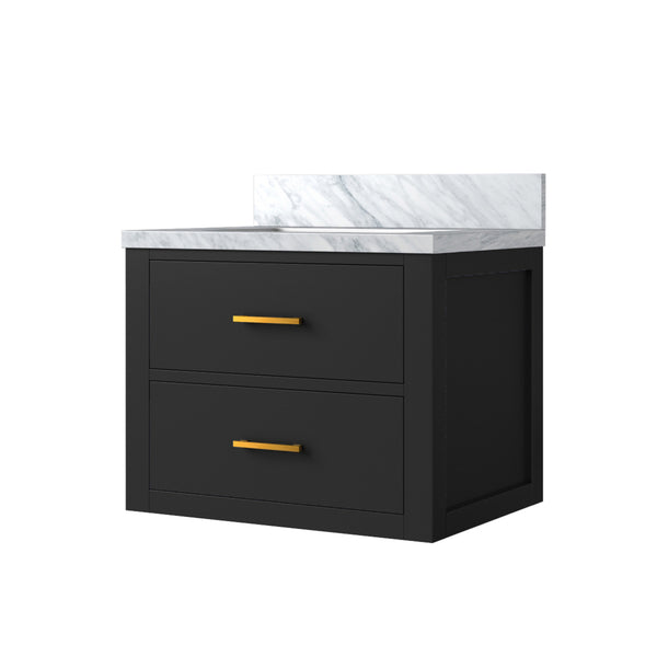 English Elm Black 24" Single Bath Vanity With Acrylic Top – Compact Design, Soft-Close Features, Fully Assembled B2731P257902