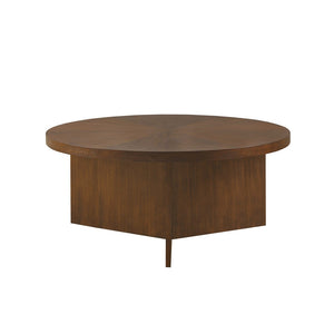 English Elm 1 Round Coffee Table 36" Dia Brown Wood Veneer MDF Top Sturdy 85lb Capacity Mid-Century Accent B035P319671