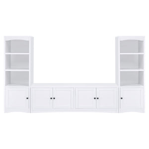 English Elm Lunetta Wide Media Console Four Door Cabinet Engineered Wood for Living Rooms White B062P447780