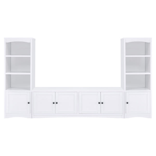 English Elm Lunetta Wide Media Console Four Door Cabinet Engineered Wood for Living Rooms White B062P447780