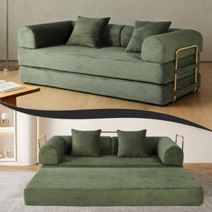 English Elm 2-in-1 Foldable Cloud Sofa Bed Plush Faux Fur Memory Foam Sleeper for Apartments W3422S00005