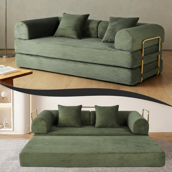 English Elm 2-in-1 Foldable Cloud Sofa Bed Plush Faux Fur Memory Foam Sleeper for Apartments W3422S00005