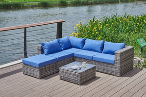 English Elm Patio Sofa With All-Weather Cushions For Stylish Outdoor Relaxation And Entertaining Spaces B205S00063-GIGA