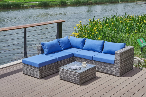 English Elm Patio Sofa With All-Weather Cushions For Stylish Outdoor Relaxation And Entertaining Spaces B205S00063-GIGA