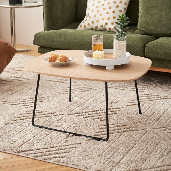 English Elm American Minimalist Round Coffee Table - Modern Acacia Oak Design For Small Spaces & Stylish Living W3318P307874