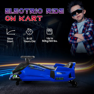 English Elm Aosom Kids Battery Powered Drift Kart with Led Lights Music and Slow Start Feature Blue W2225P217182