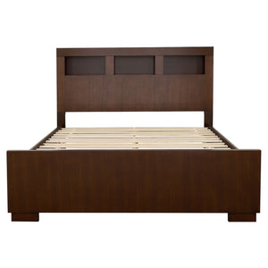 English Elm Emory Queen Bedroom Set Solid Hardwood Bookcase Headboard Built-in Lights Cappuccino B062S00777
