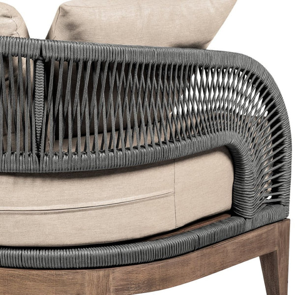 English Elm Orbit Outdoor Three Seat Sofa Eucalyptus Frame with Rope Accents and Taupe Cushions B2736P464822