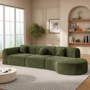 English Elm Christopher Knight Home® - 140" Modern Curved Sectional Sofa with Plush High-Density Sponge, Chaise, Fully Assembled Luxe Seating Green N767P277684F