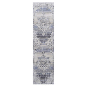 English Elm Loom & Luxe 2X8 Cream/Blue Medallion Area Rug - Non-Shedding, Stain Resistant, Stylish For Any Room B335P289526