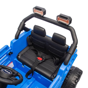 English Elm 12v Kids Electric Utv with 4-wheel Suspension Anti-collision Bar and 2-hour Battery Blue W1578P343327