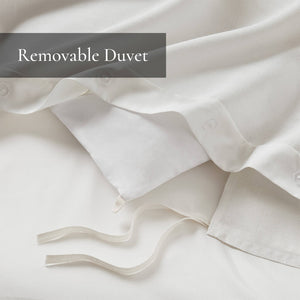 English Elm 9-piece King Bedding Set Velvet Slub Fabric Embroidered Comforter with Euro Shams Tan+Ivory B035P482956
