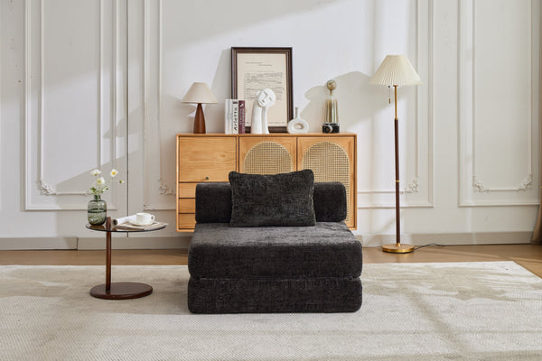 English Elm Compression Convertible Floor Sofa Bed - Versatile Modular Seating & Sleeping Solution In Black W3723P345653